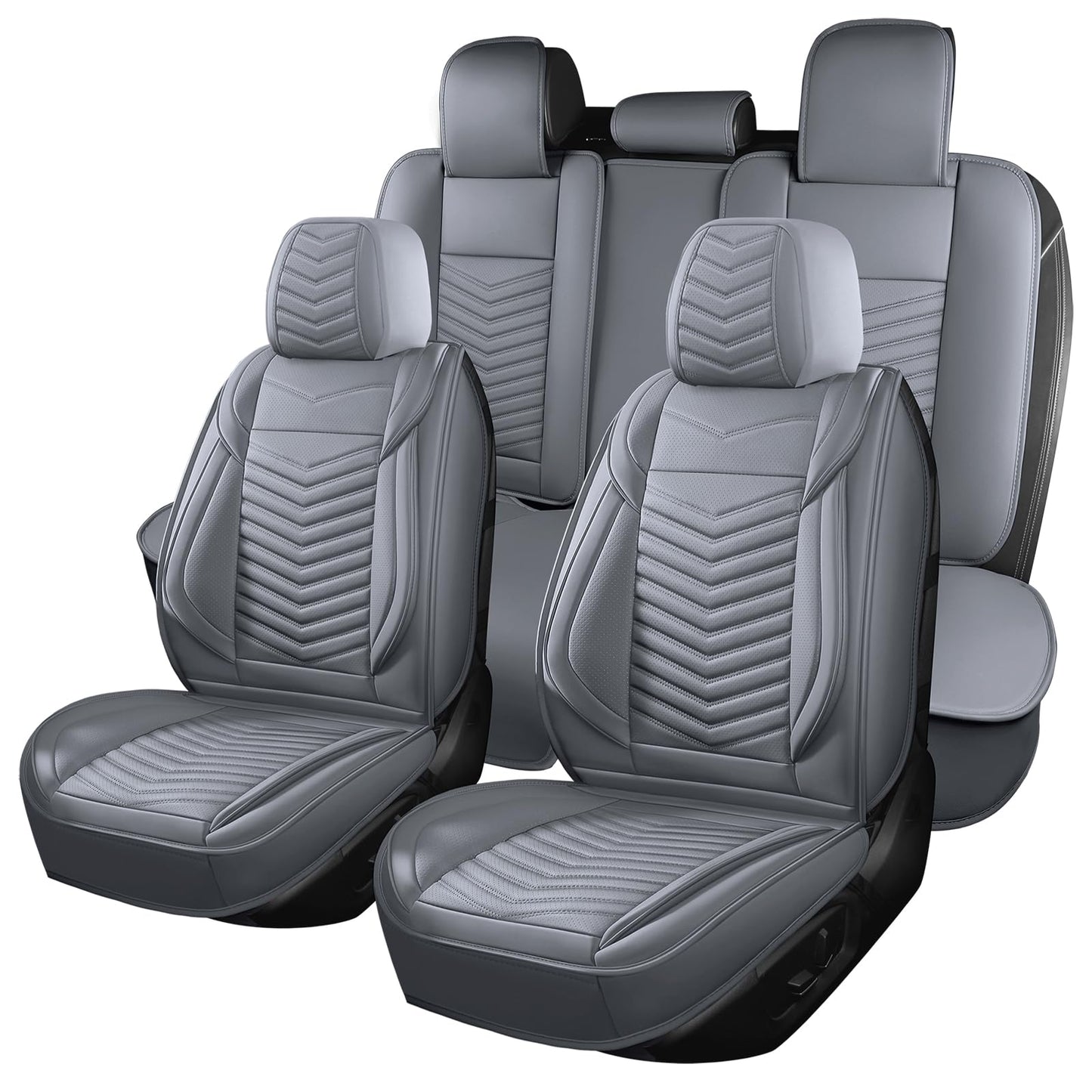 HChengkikz Nappa Leather Car Seat Covers Full Set, Waterproof Seat Cushion, Universal Automotive Seat Covers Fit for SUV Truck Pick-up Sedan