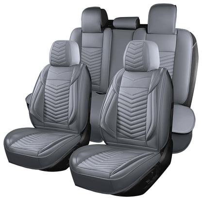 HChengkikz Nappa Leather Car Seat Covers Full Set, Waterproof Seat Cushion, Universal Automotive Seat Covers Fit for SUV Truck Pick-up Sedan