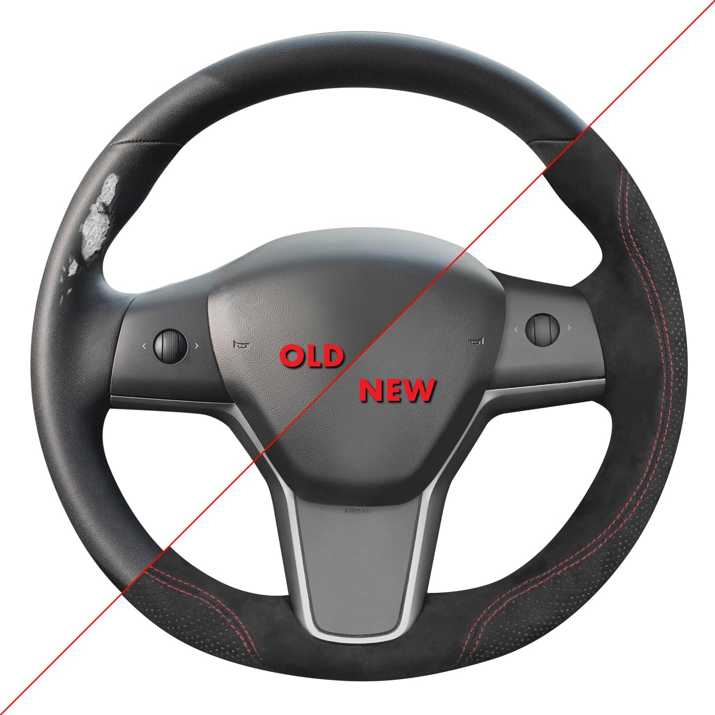 Hand-Stitched Suede Steering Wheel Cover Wrap