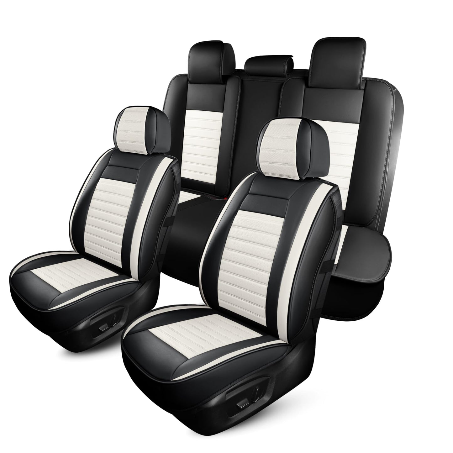HChengkikz Nappa Leather Car Seat Covers Full Set, Waterproof Seat Cushion, Universal Automotive Seat Covers Fit for SUV Truck Pick-up Sedan