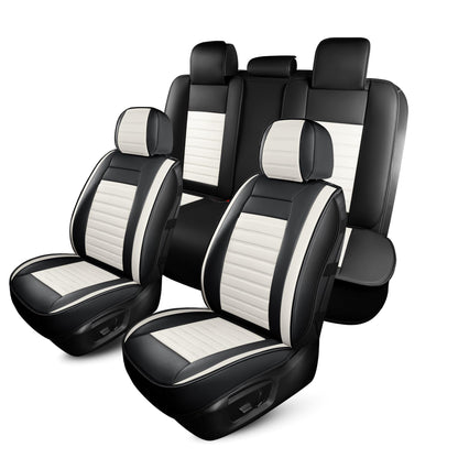 HChengkikz Nappa Leather Car Seat Covers Full Set, Waterproof Seat Cushion, Universal Automotive Seat Covers Fit for SUV Truck Pick-up Sedan