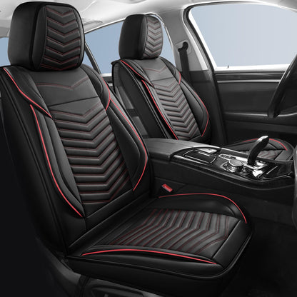 HChengkikz Nappa Leather Car Seat Covers Full Set, Waterproof Seat Cushion, Universal Automotive Seat Covers Fit for SUV Truck Pick-up Sedan