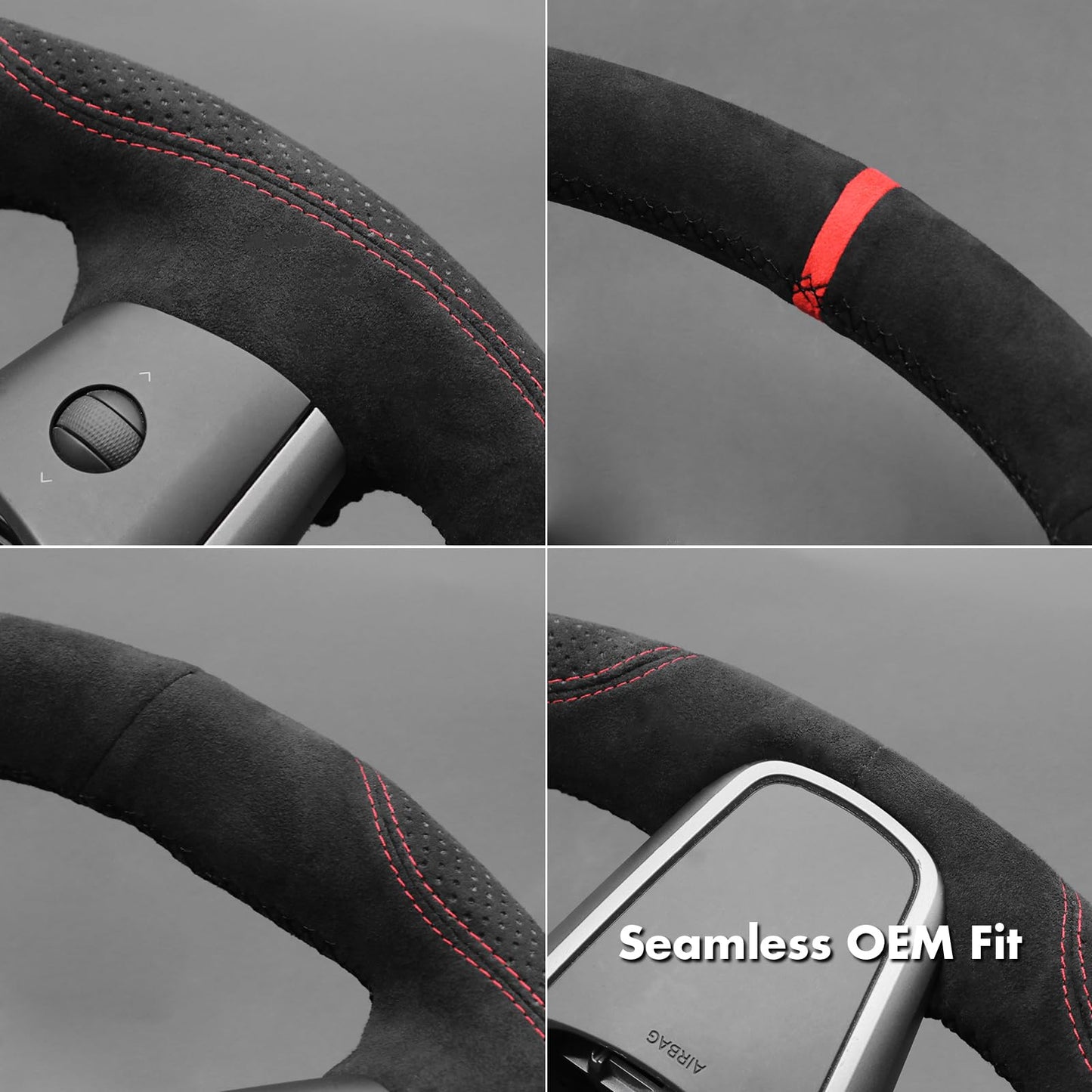 Hand-Stitched Suede Steering Wheel Cover Wrap