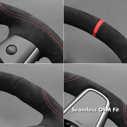 Hand-Stitched Suede Steering Wheel Cover Wrap