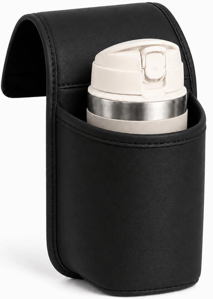 Leather Car Door Cup Holder with Phone Storage