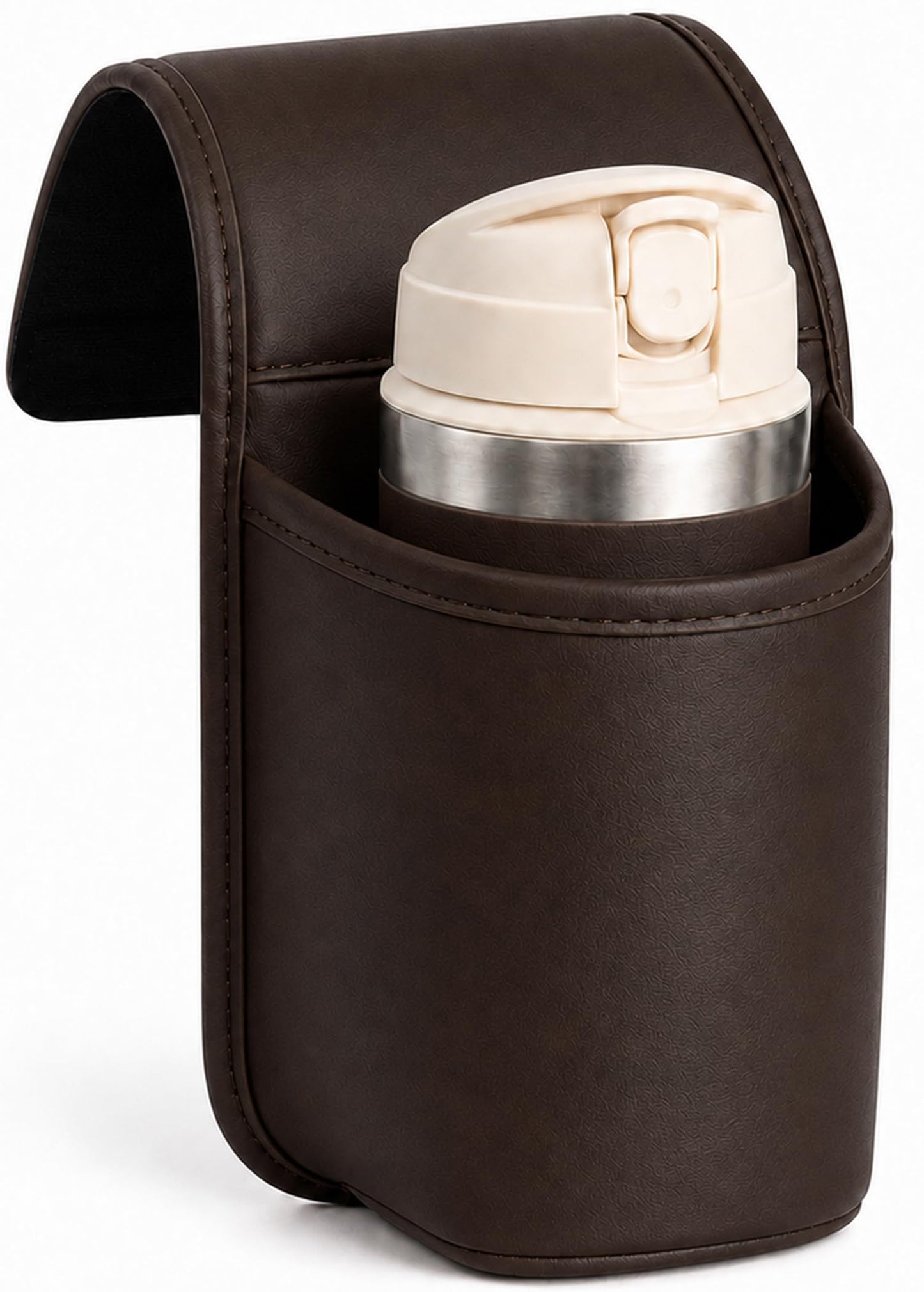 Leather Car Door Cup Holder with Phone Storage