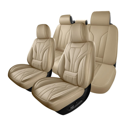 HChengkikz Nappa Leather Car Seat Covers Full Set, Waterproof Seat Cushion, Universal Automotive Seat Covers Fit for SUV Truck Pick-up Sedan