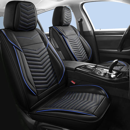 HChengkikz Nappa Leather Car Seat Covers Full Set, Waterproof Seat Cushion, Universal Automotive Seat Covers Fit for SUV Truck Pick-up Sedan