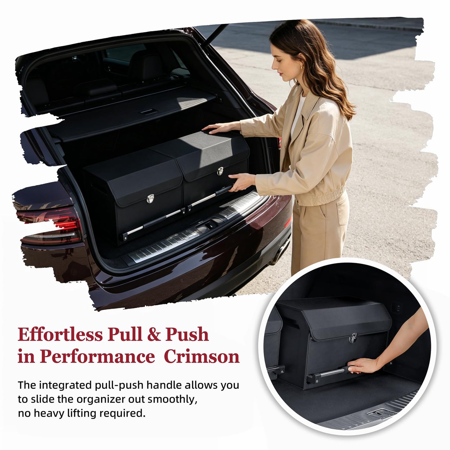 Leather SUV Trunk Organizer with Multi-Compartment Storage