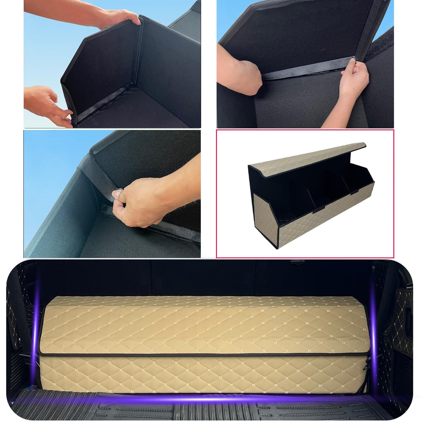 Leather Car Trunk Organizer with Large Storage Capacity