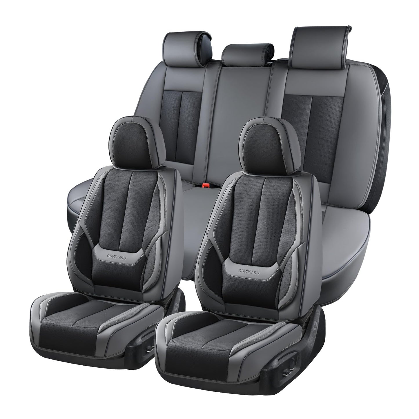 Coverado Car Seat Covers, Seat Covers for Cars, Waterproof Leather Auto Seat Protectors, Leather Car Seat Cushion, Car Interiors Accessories Universal Fit for Most Cars