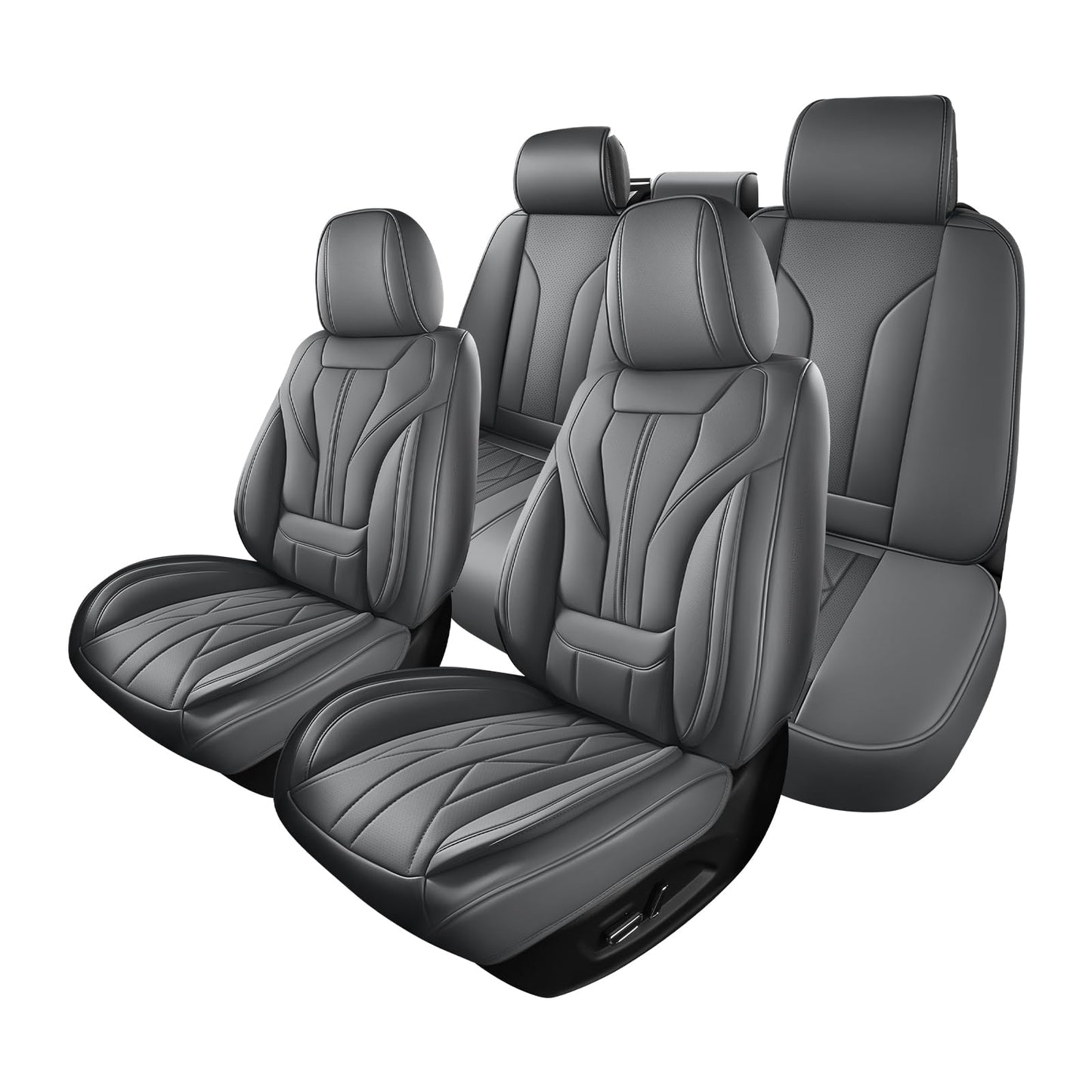 HChengkikz Nappa Leather Car Seat Covers Full Set, Waterproof Seat Cushion, Universal Automotive Seat Covers Fit for SUV Truck Pick-up Sedan