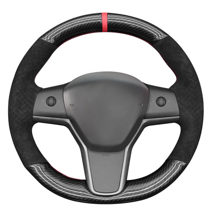 Hand-Stitched Suede Steering Wheel Cover Wrap