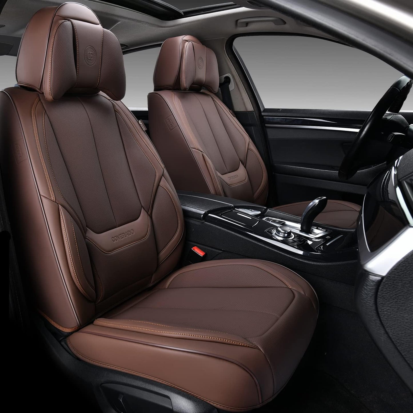 Coverado Car Seat Covers, Seat Covers for Cars, Waterproof Leather Auto Seat Protectors, Leather Car Seat Cushion, Car Interiors Accessories Universal Fit for Most Cars
