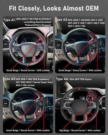 Lace-Up Leather Steering Wheel Cover with Custom Fit