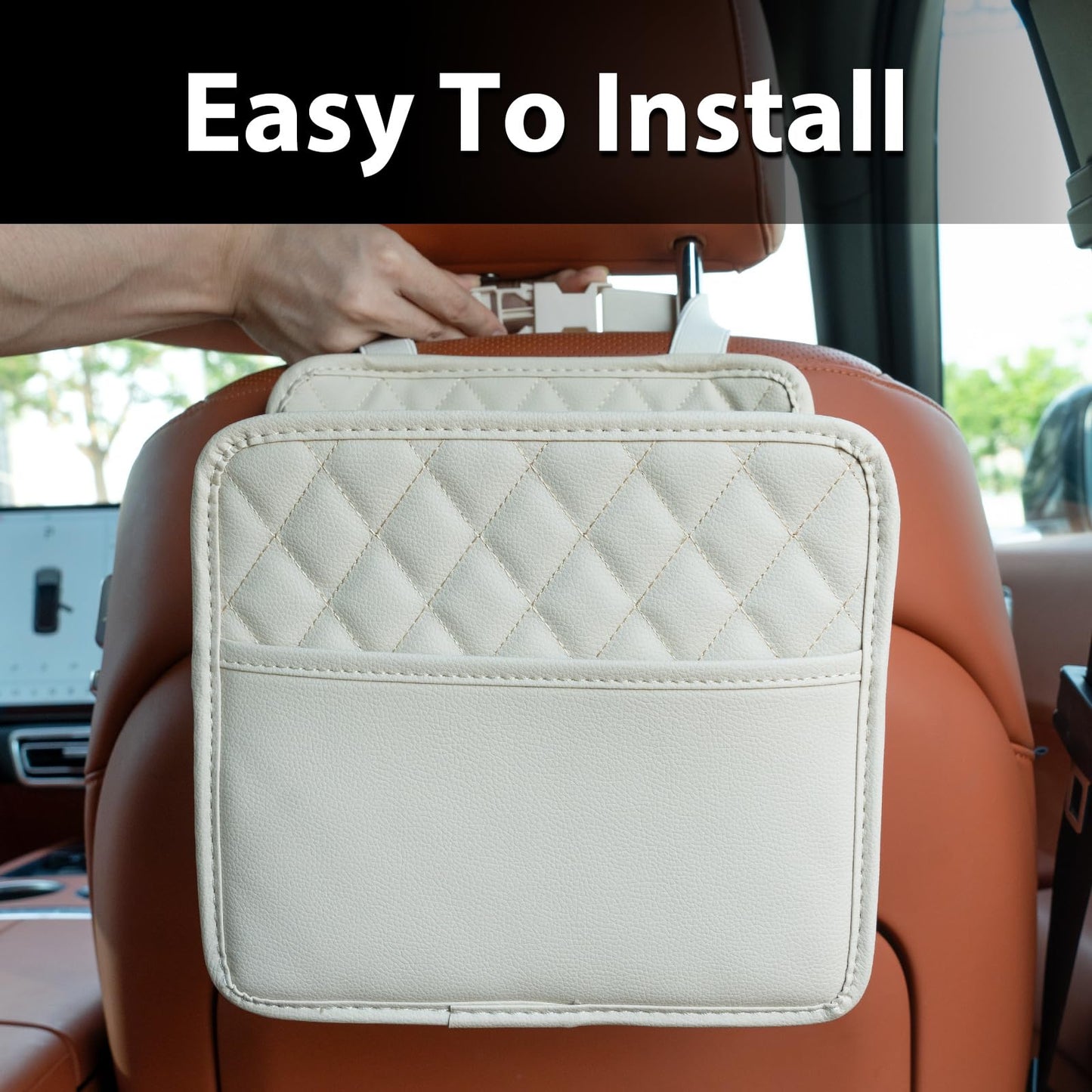 Multi-Pocket Car Seat Back Organizer with Bottle Holder