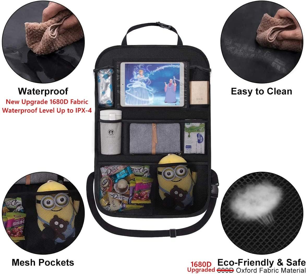 Backseat Car Organizer with Touchscreen Tablet Holder
