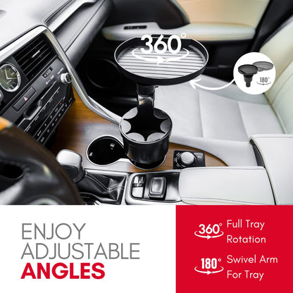 Car Cup Holder Tray with Multi-Purpose Table Design