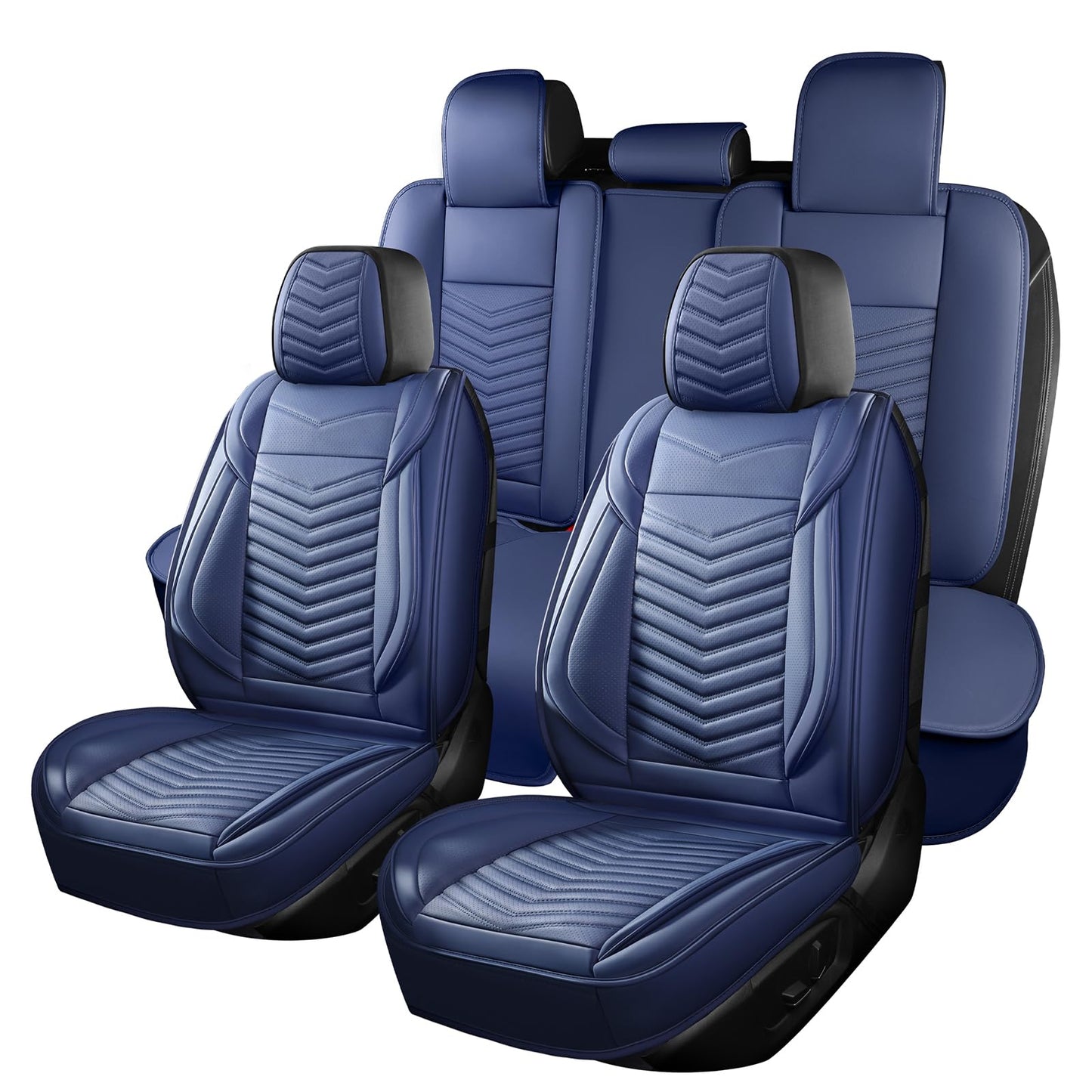HChengkikz Nappa Leather Car Seat Covers Full Set, Waterproof Seat Cushion, Universal Automotive Seat Covers Fit for SUV Truck Pick-up Sedan