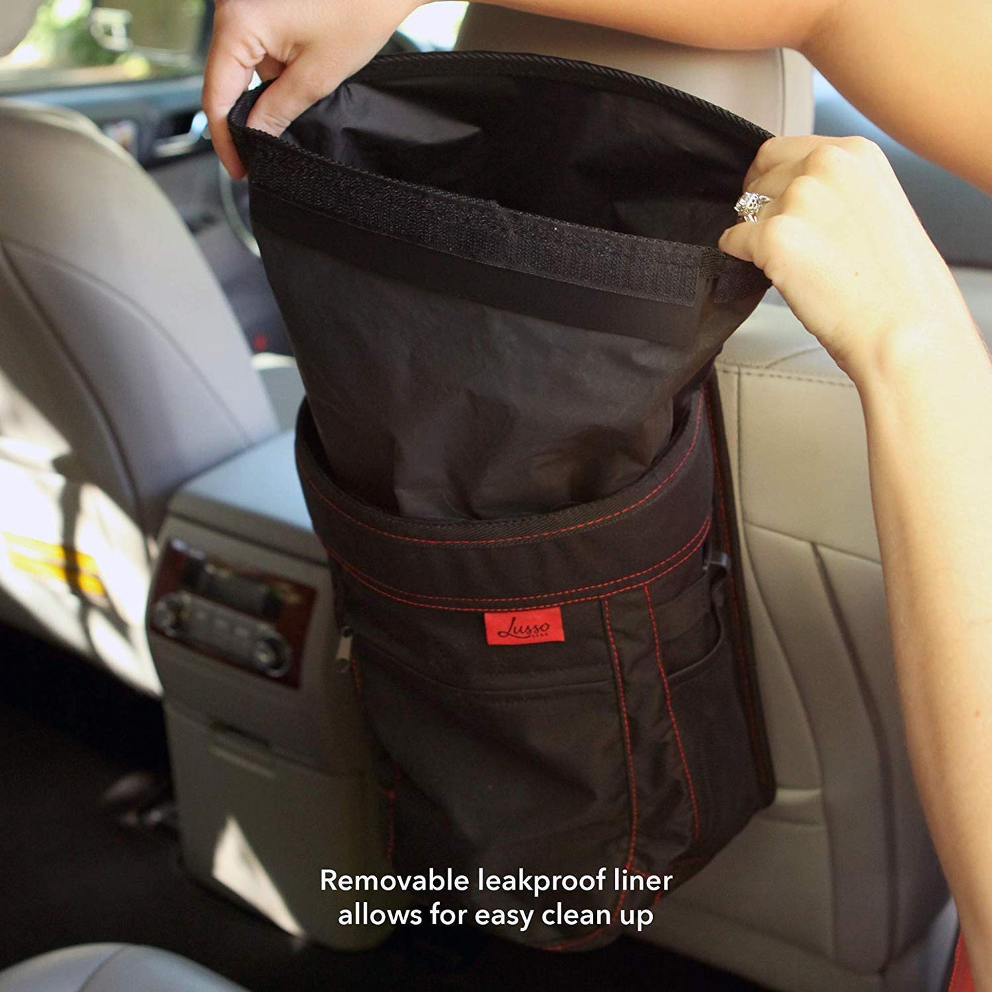 Leakproof Car Trash Can with Compact Hanging Design