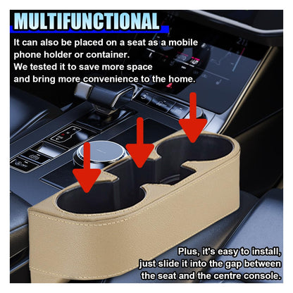 PU Leather Car Seat Gap Organizer with Cup Holder