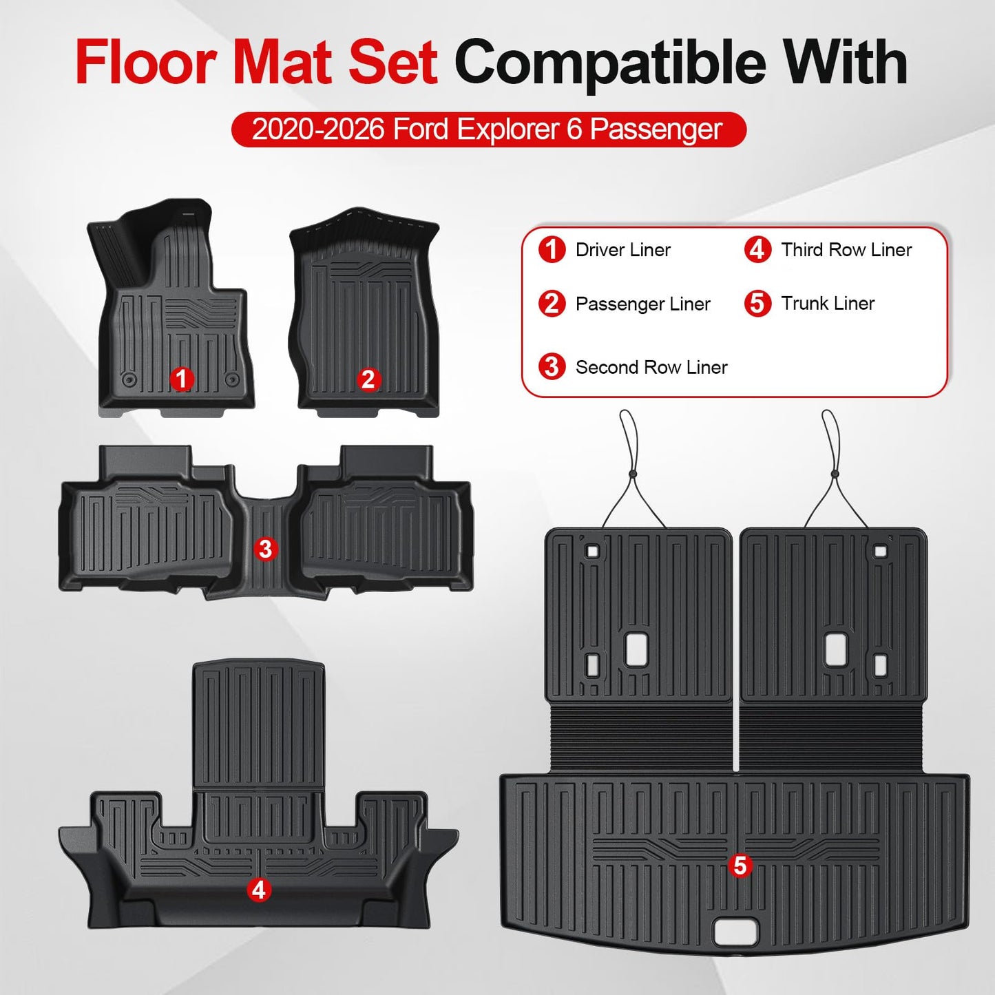All-Weather Floor Mats for 6-Seat SUVs Full Set