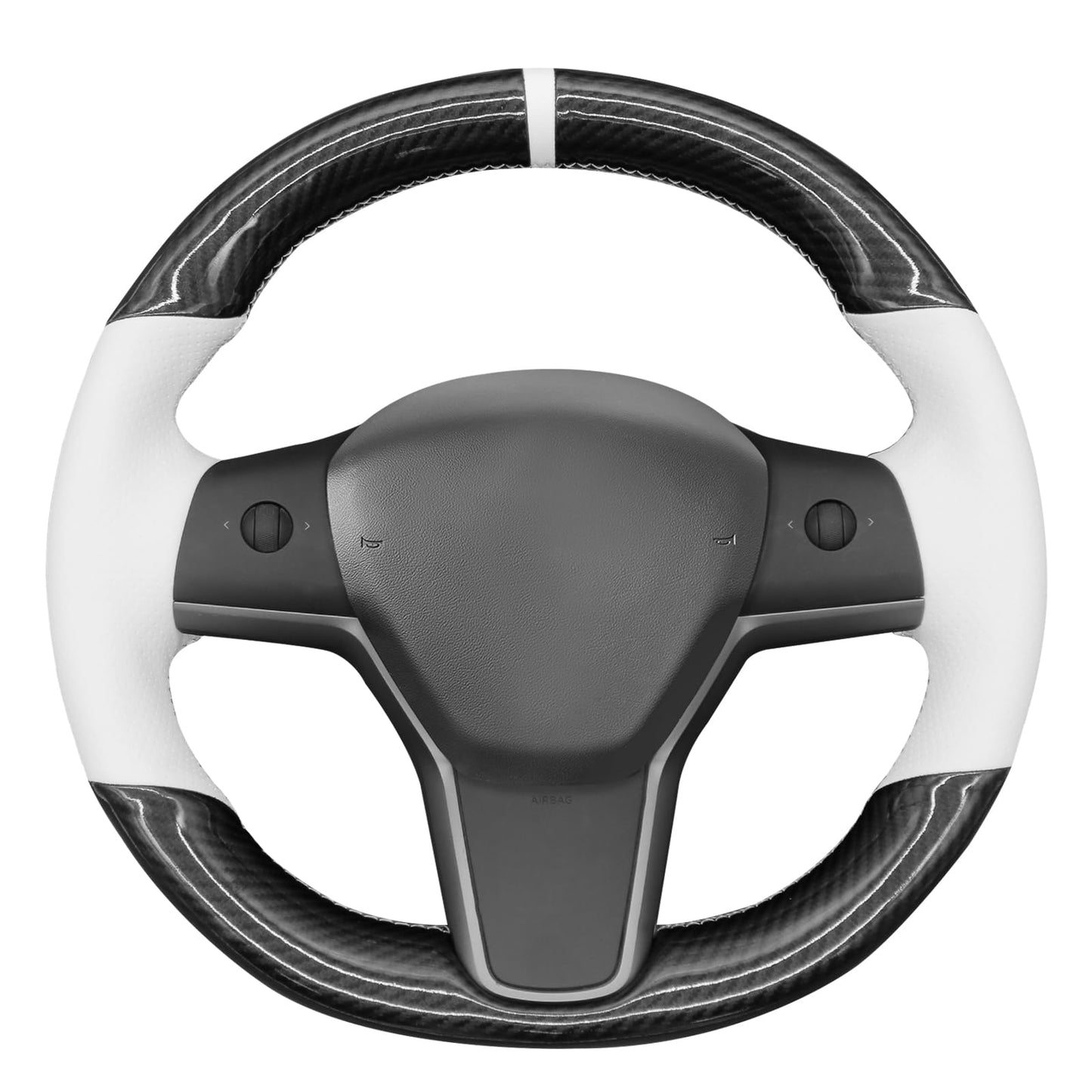 Hand-Stitched White Leather Steering Wheel Cover Wrap