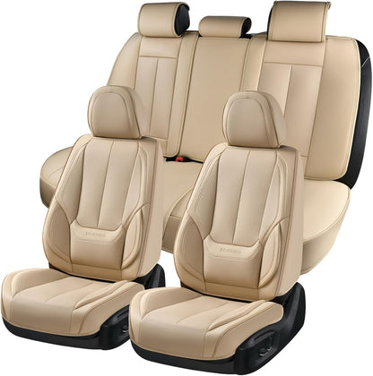 Coverado Car Seat Covers, Seat Covers for Cars, Waterproof Leather Auto Seat Protectors, Leather Car Seat Cushion, Car Interiors Accessories Universal Fit for Most Cars