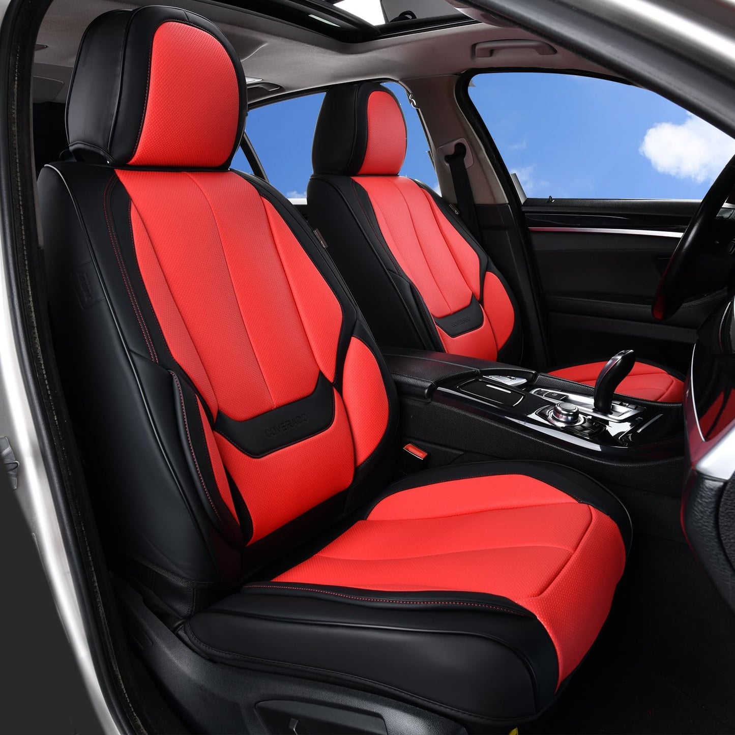 Coverado Car Seat Covers, Seat Covers for Cars, Waterproof Leather Auto Seat Protectors, Leather Car Seat Cushion, Car Interiors Accessories Universal Fit for Most Cars