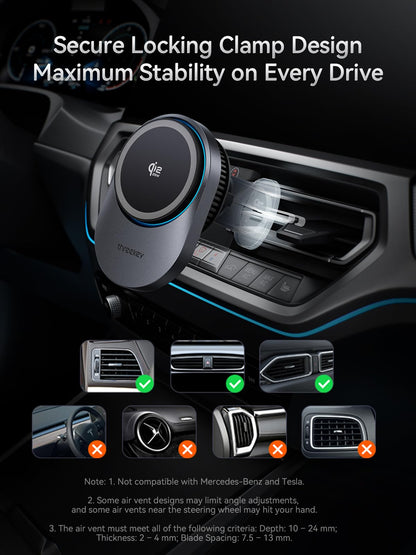 Magnetic Car Phone Mount with Wireless Charging