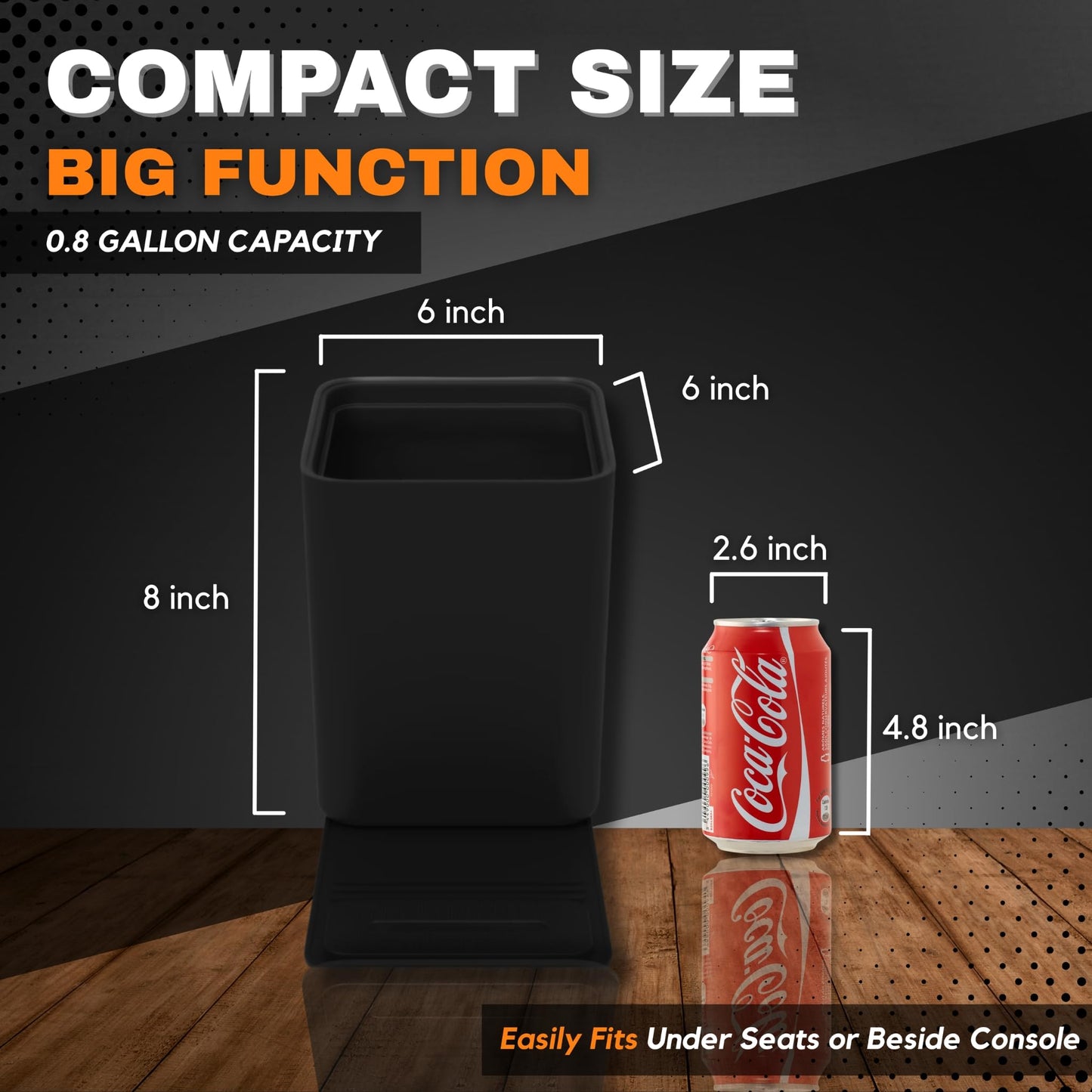 Leakproof Compact Car Trash Can with Anti-Slip Base