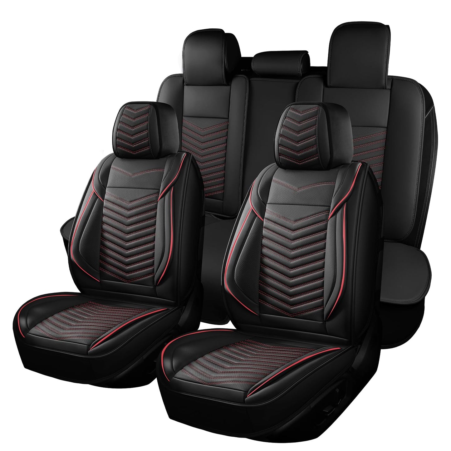 HChengkikz Nappa Leather Car Seat Covers Full Set, Waterproof Seat Cushion, Universal Automotive Seat Covers Fit for SUV Truck Pick-up Sedan