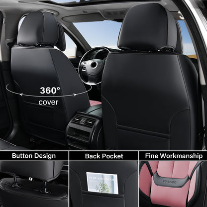 Coverado Car Seat Covers, Seat Covers for Cars, Waterproof Leather Auto Seat Protectors, Leather Car Seat Cushion, Car Interiors Accessories Universal Fit for Most Cars