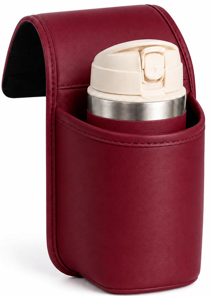 Leather Car Door Cup Holder with Phone Storage
