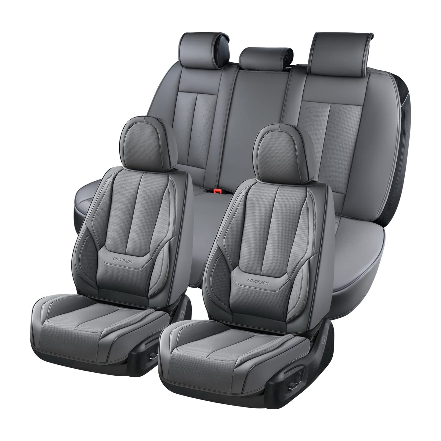 Coverado Car Seat Covers, Seat Covers for Cars, Waterproof Leather Auto Seat Protectors, Leather Car Seat Cushion, Car Interiors Accessories Universal Fit for Most Cars