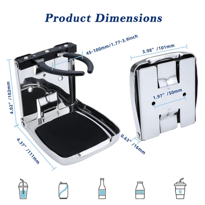 YANYUCB 304 Stainless Steel Adjustable Folding Cup Holder,Boat Drink Cup Holder,Folding Wall Car Desk Cup Holders for Trucks,RVs,Vans,Boats,Campers,Caravans