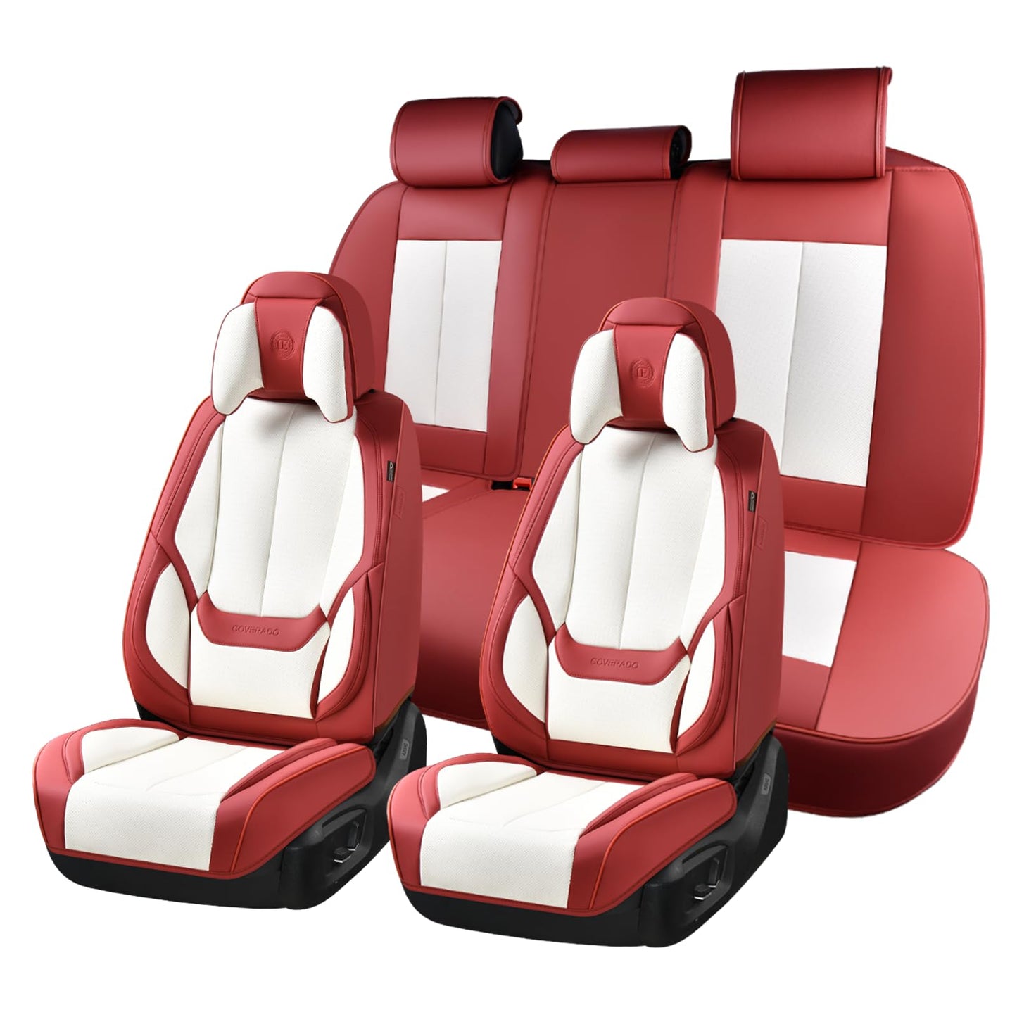Coverado Car Seat Covers, Seat Covers for Cars, Waterproof Leather Auto Seat Protectors, Leather Car Seat Cushion, Car Interiors Accessories Universal Fit for Most Cars