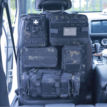 Tactical Car Seat Back Organizer with 5 Detachable Pouches
