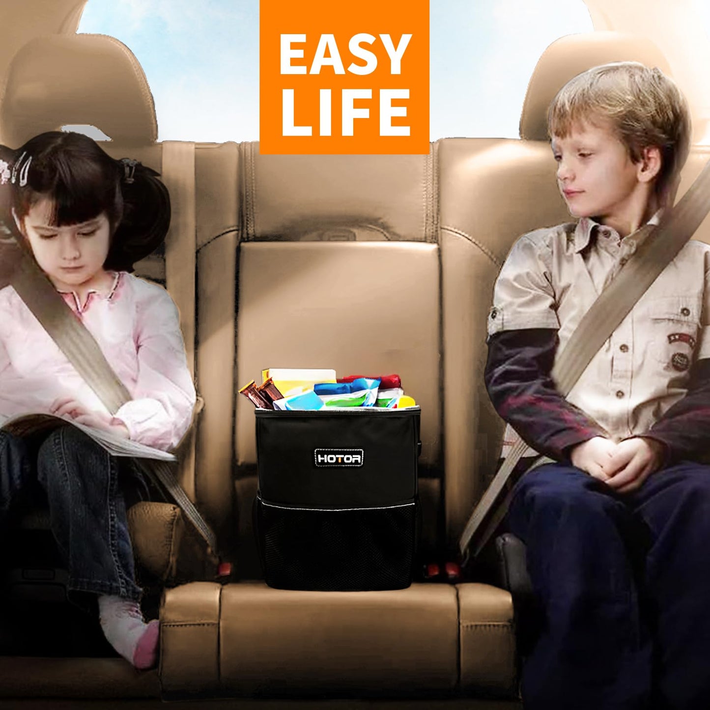 Leakproof Car Trash Can & Compact Interior Organizer