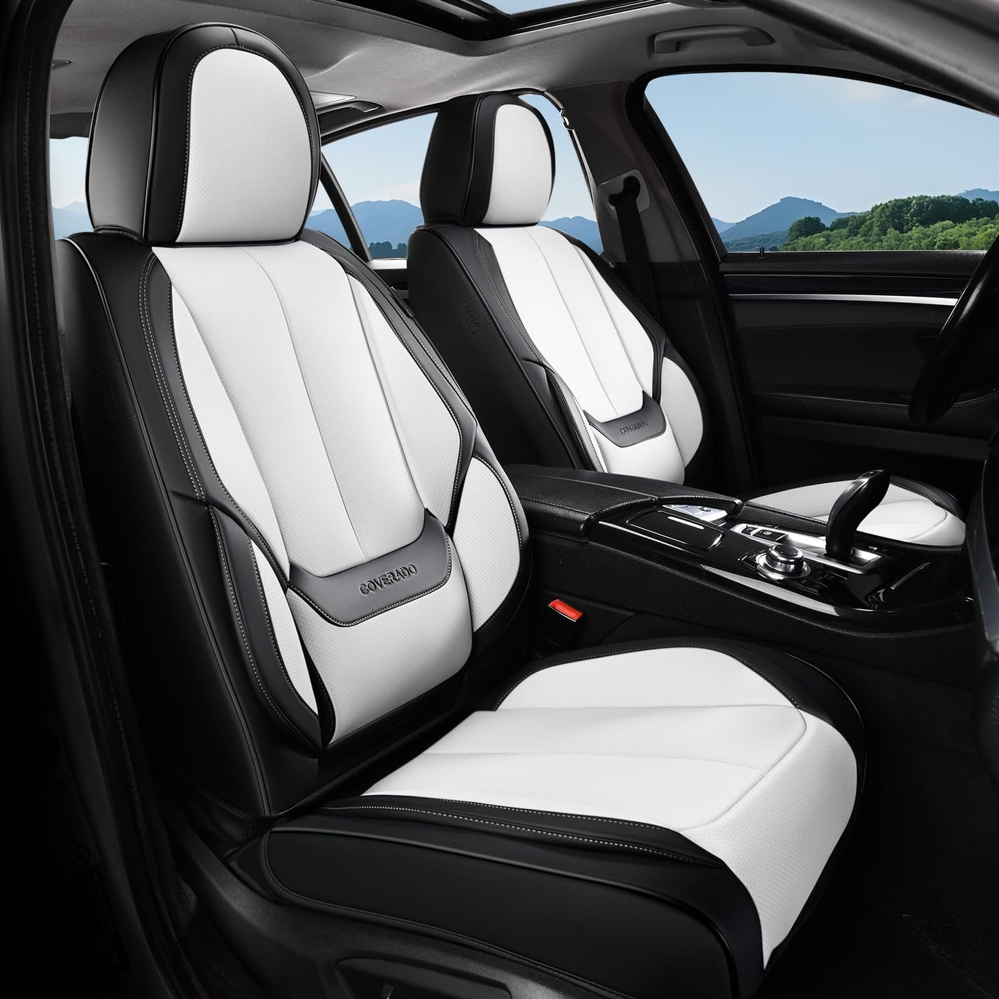 Coverado Car Seat Covers, Seat Covers for Cars, Waterproof Leather Auto Seat Protectors, Leather Car Seat Cushion, Car Interiors Accessories Universal Fit for Most Cars
