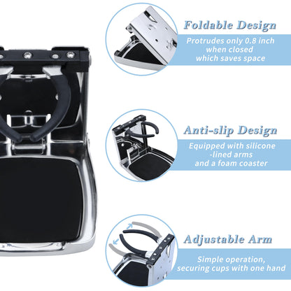 YANYUCB 304 Stainless Steel Adjustable Folding Cup Holder,Boat Drink Cup Holder,Folding Wall Car Desk Cup Holders for Trucks,RVs,Vans,Boats,Campers,Caravans