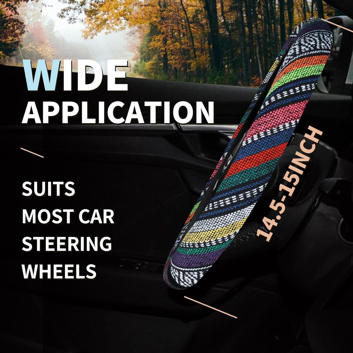 Ethnic Style Steering Wheel & Gear Cover 3-Piece Set