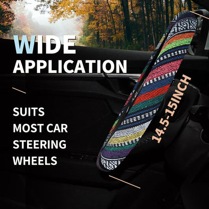 Ethnic Style Steering Wheel & Gear Cover 3-Piece Set