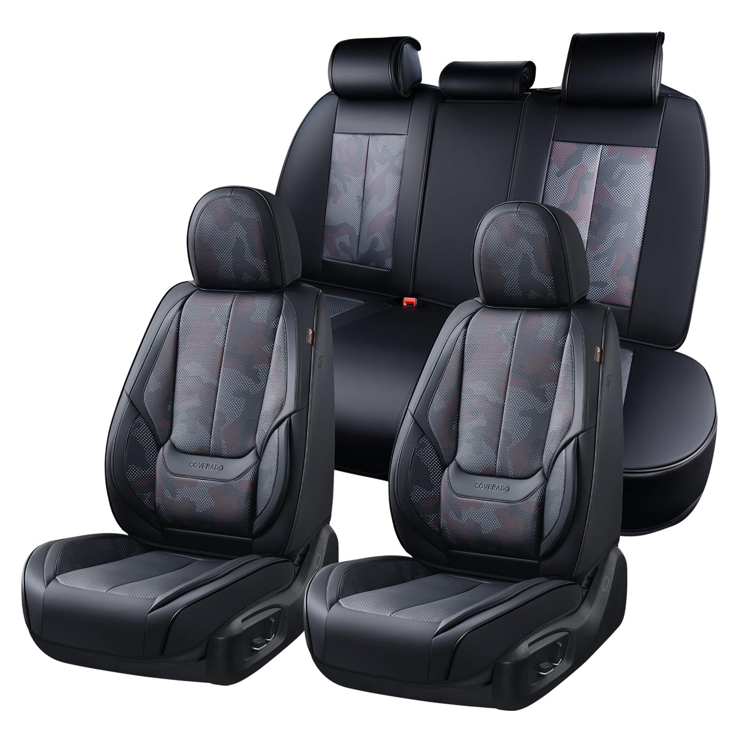 Coverado Car Seat Covers, Seat Covers for Cars, Waterproof Leather Auto Seat Protectors, Leather Car Seat Cushion, Car Interiors Accessories Universal Fit for Most Cars