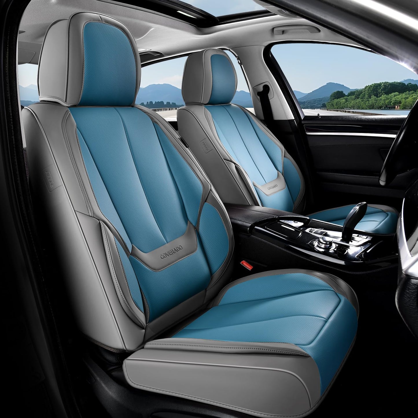 Coverado Car Seat Covers, Seat Covers for Cars, Waterproof Leather Auto Seat Protectors, Leather Car Seat Cushion, Car Interiors Accessories Universal Fit for Most Cars