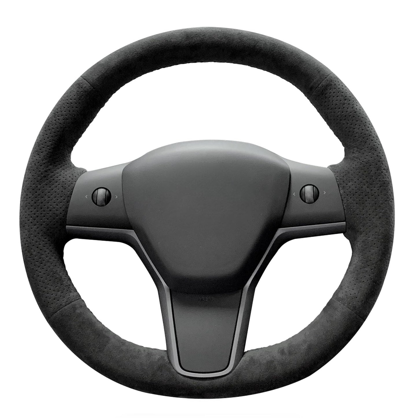 Hand-Stitched White Leather Steering Wheel Cover Wrap