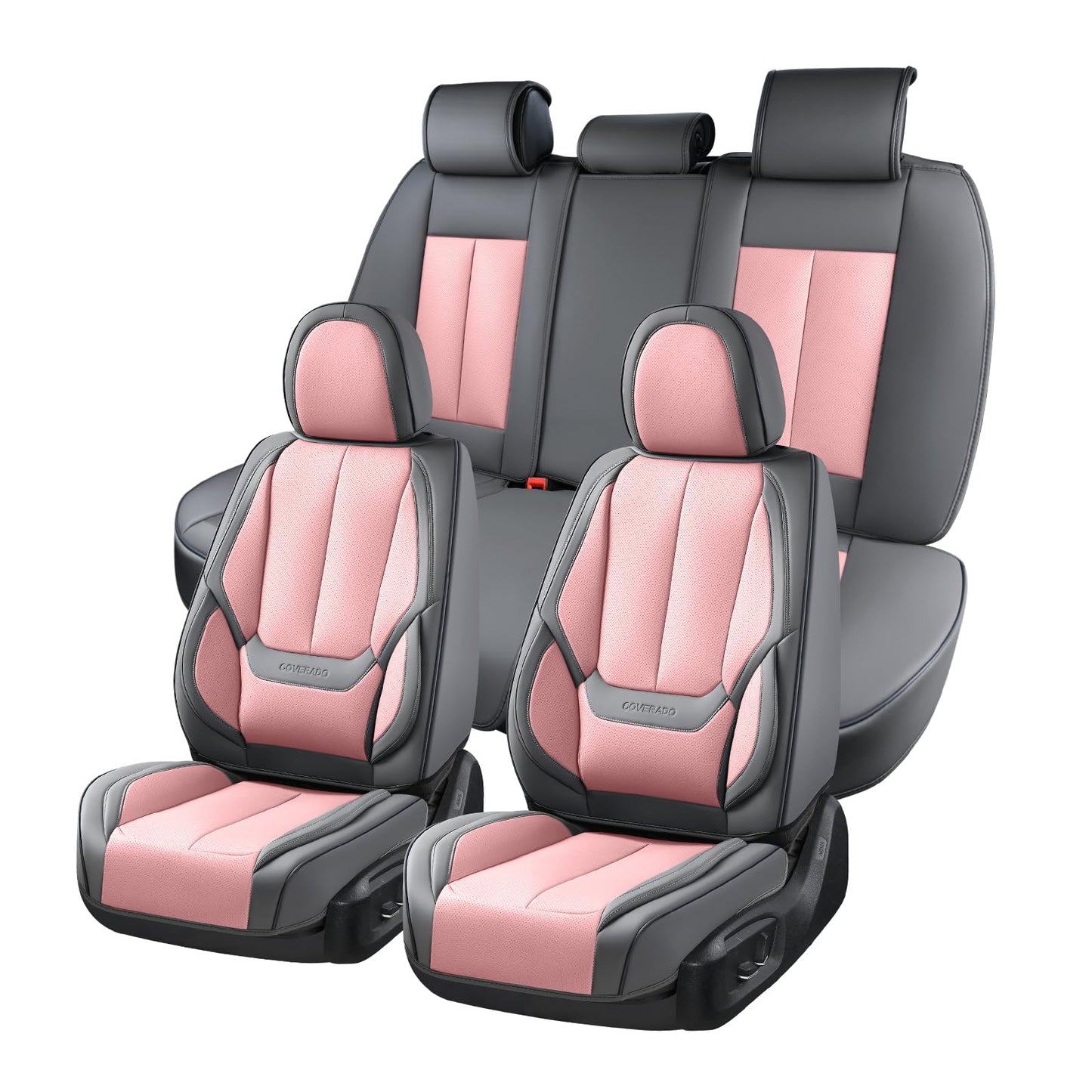 Coverado Car Seat Covers, Seat Covers for Cars, Waterproof Leather Auto Seat Protectors, Leather Car Seat Cushion, Car Interiors Accessories Universal Fit for Most Cars