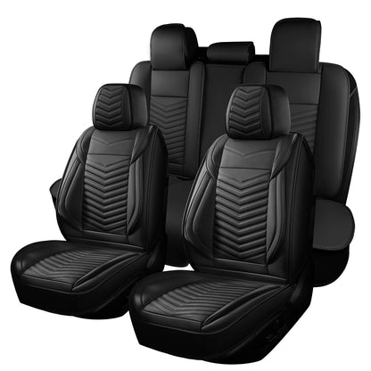 HChengkikz Nappa Leather Car Seat Covers Full Set, Waterproof Seat Cushion, Universal Automotive Seat Covers Fit for SUV Truck Pick-up Sedan