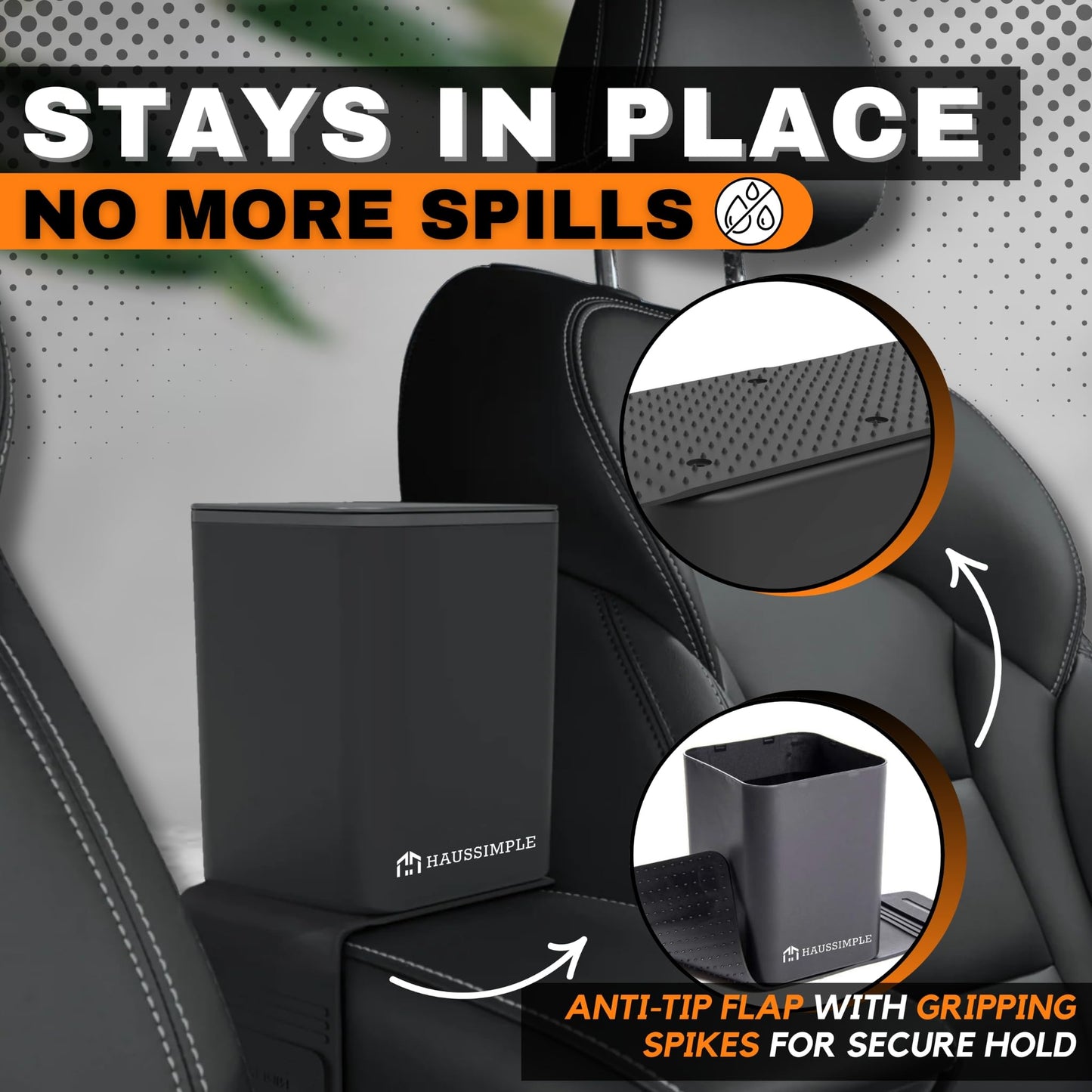 Leakproof Compact Car Trash Can with Anti-Slip Base