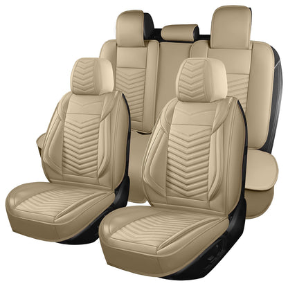 HChengkikz Nappa Leather Car Seat Covers Full Set, Waterproof Seat Cushion, Universal Automotive Seat Covers Fit for SUV Truck Pick-up Sedan